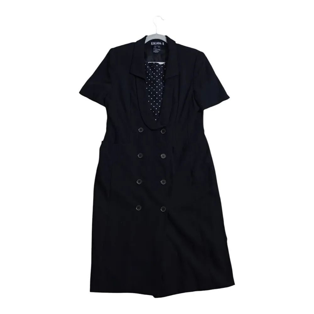 Escada Navy Double-Breasted Midi Dress